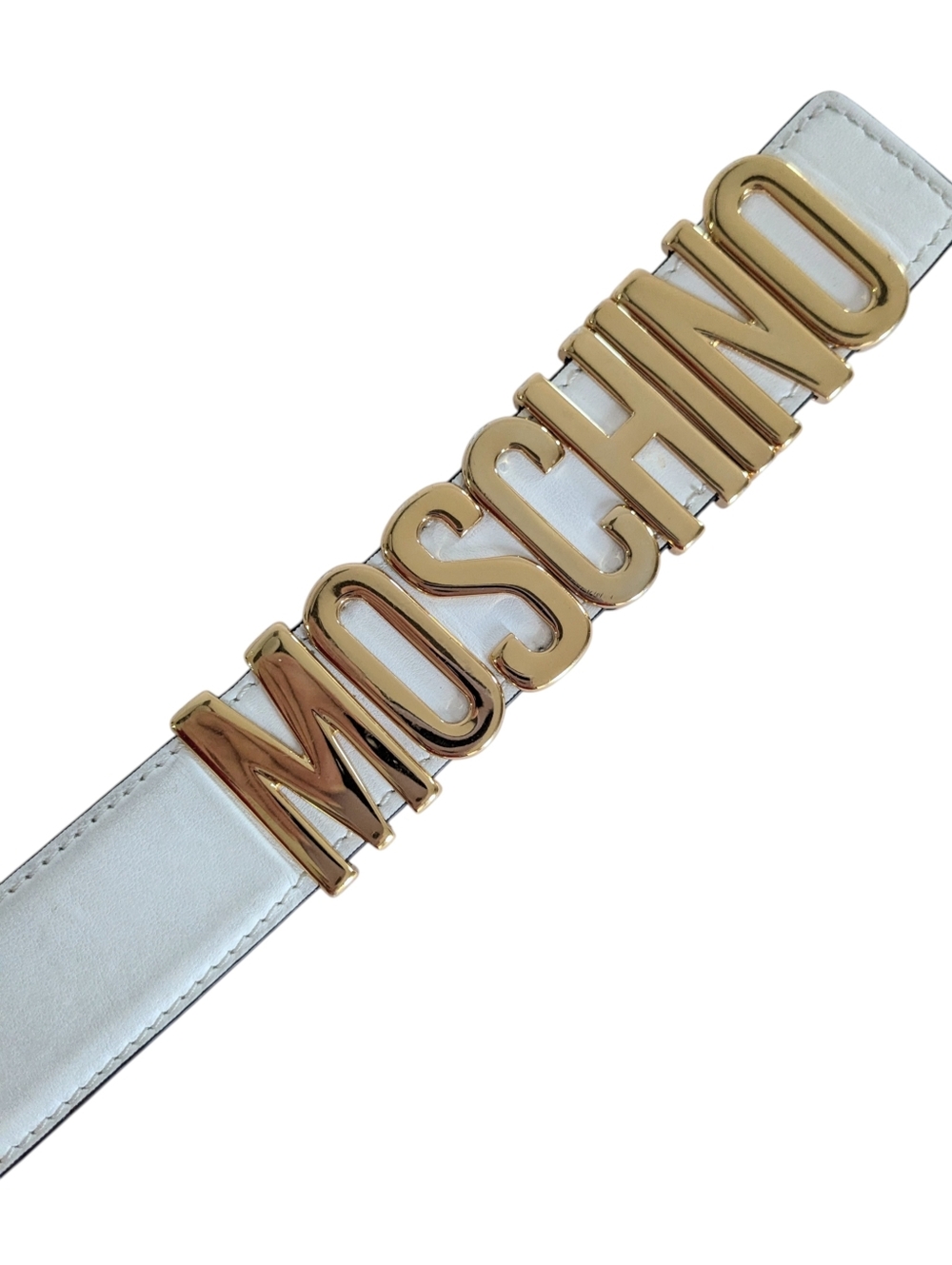 Moschino White Leather Logo Belt - Picture 4 of 11